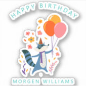 Happy Birthday schattige verjaardagsvogel Sticker (Voorkant)