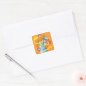 Happy Birthday Schattigee Cartoon Clown voor kinde Vierkante Sticker (Envelop)