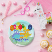 Happy Birthday Schattigee Cartoon Dinosaurussen Ba Papieren Bordje (Feest)