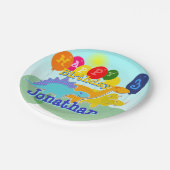 Happy Birthday Schattigee Cartoon Dinosaurussen Ba Papieren Bordje (Gekanteld)