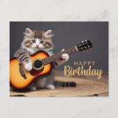 Happy Birthday Schattigee kitten speelt gitaar Briefkaart (Voorkant)
