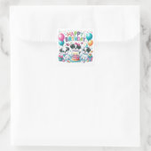 Happy Birthday Schattigee Puppies Vieren Vierkante Sticker (Tas)
