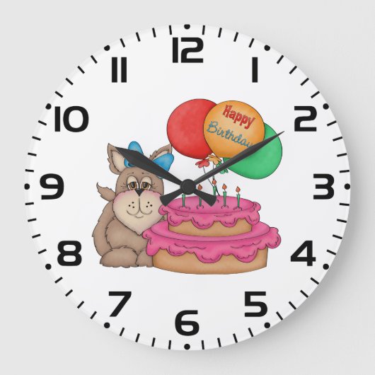 Happy Birthday Schattigee puppy met ballonnen en t Grote Klok (Voorkant)