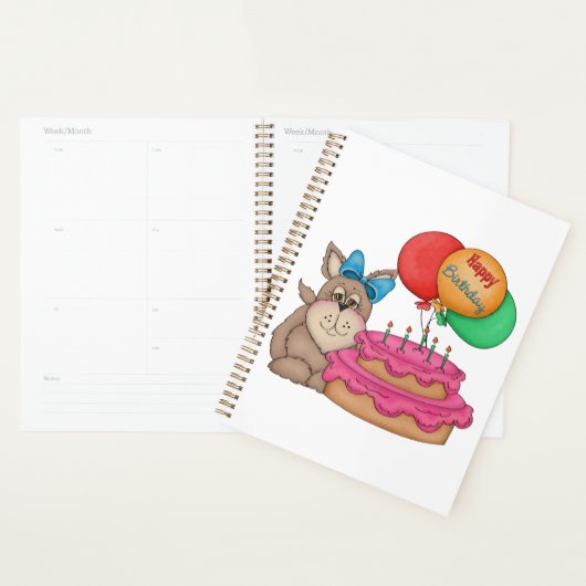 Happy Birthday Schattigee puppy met ballonnen en t Planner (Display)