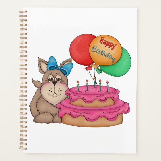 Happy Birthday Schattigee puppy met ballonnen en t Planner (Voorkant)
