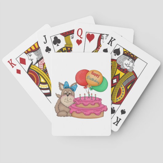 Happy Birthday Schattigee puppy met ballonnen en t Pokerkaarten (Achterkant)