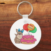 Happy Birthday Schattigee puppy met ballonnen en t Sleutelhanger (Voorkant)