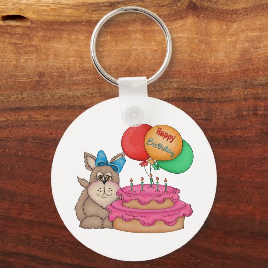 Happy Birthday Schattigee puppy met ballonnen en t Sleutelhanger (Voorkant)