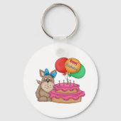 Happy Birthday Schattigee puppy met ballonnen en t Sleutelhanger (Achterkant)