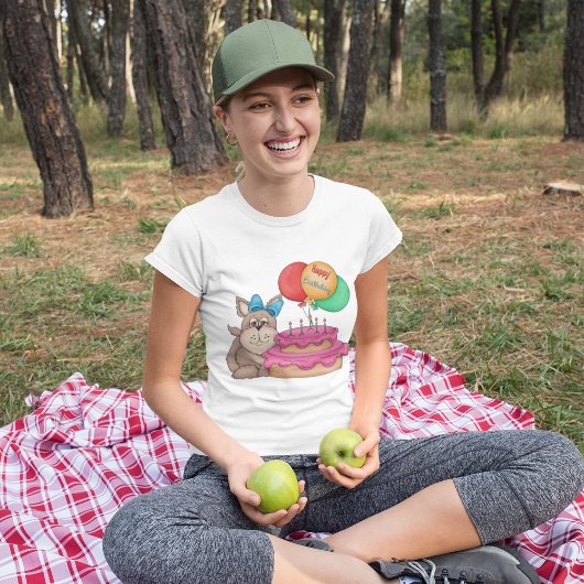 Happy Birthday Schattigee puppy met ballonnen en t T-shirt