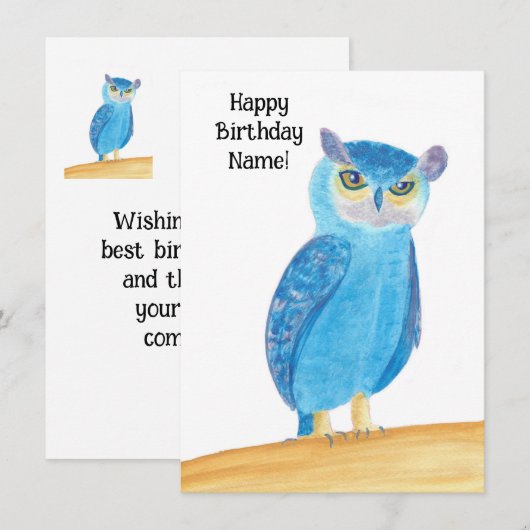 Happy Birthday Schattigee Uil Wenskaarten (Voorkant / Achterkant)