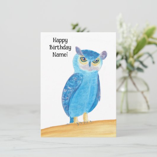 Happy Birthday Schattigee Uil Wenskaarten (Staand voorkant)