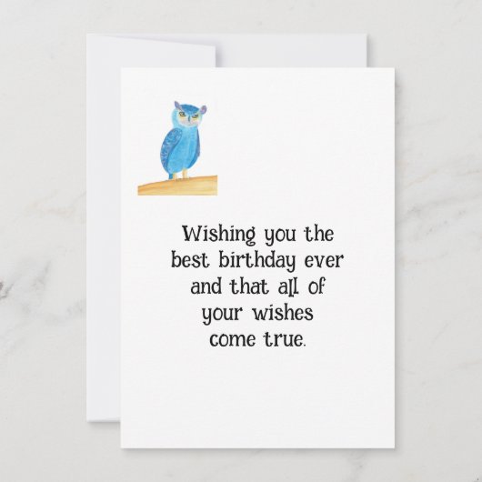 Happy Birthday Schattigee Uil Wenskaarten (Achterkant)