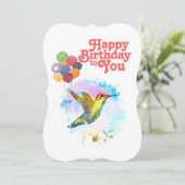 Happy Birthday Schattigee Waterverf kolibrie Feestdagenkaart (Staand voorkant)