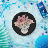 Happy birthday schedel borden papieren bordje (Feest)