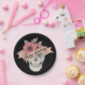 Happy birthday schedel borden papieren bordje (Feest)