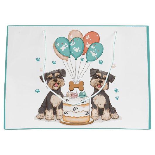Happy Birthday Schnauzer Dogs Groot Cadeauzakje (Voorkant)
