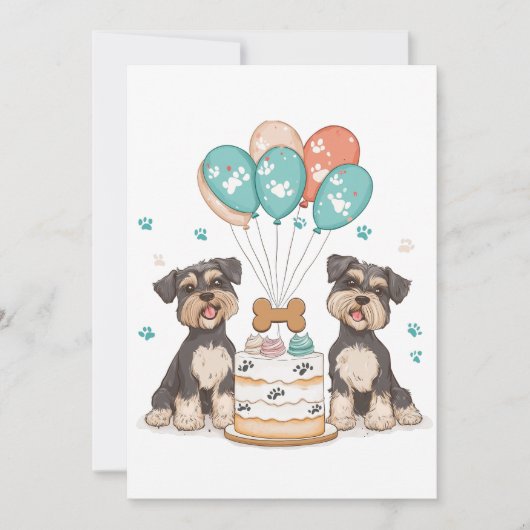 Happy Birthday Schnauzer Dogs Kaart (Voorkant)