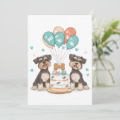 Happy Birthday Schnauzer Dogs Kaart (Staand voorkant)