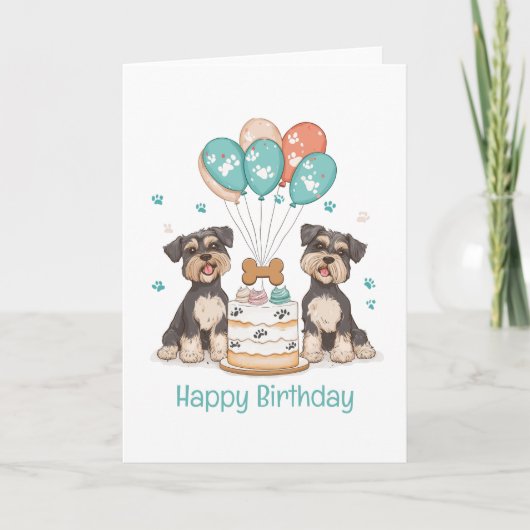 Happy Birthday Schnauzer Dogs Kaart (Voorkant)