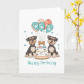Happy Birthday Schnauzer Dogs Kaart (Gele Bloem)