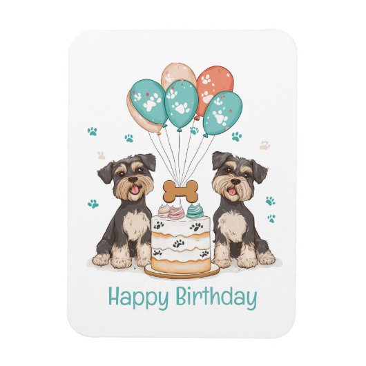 Happy Birthday Schnauzer Dogs Magneet (Verticaal)