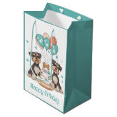 Happy Birthday Schnauzer Dogs Medium Cadeauzakje (Voorkant Gekanteld)