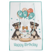 Happy Birthday Schnauzer Dogs Medium Cadeauzakje (Achterkant)