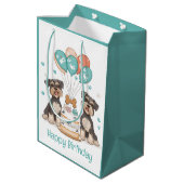 Happy Birthday Schnauzer Dogs Medium Cadeauzakje (Achterkant Gekanteld)