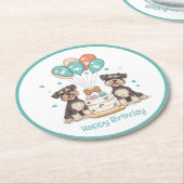 Happy Birthday Schnauzer Dogs Ronde Kartonnen Onderzetter (Gebogen)