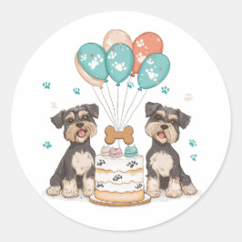 Happy Birthday Schnauzer Dogs Ronde Sticker
