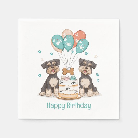 Happy Birthday Schnauzer Dogs Servet (Voorkant)