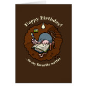 Happy Birthday Schrijver Schattige Mole Schrijfboe (Voorkant)