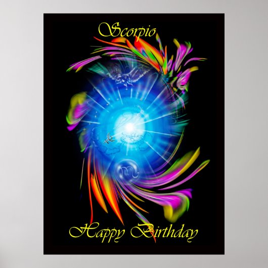 Happy Birthday Scorpio - Skorpion Poster (Voorkant)