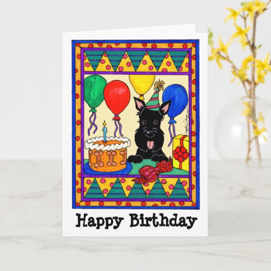 Happy Birthday Scot Kaart (Gele Bloem)