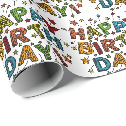 Happy Birthday Script Cadeaupapier (Rol Hoek)