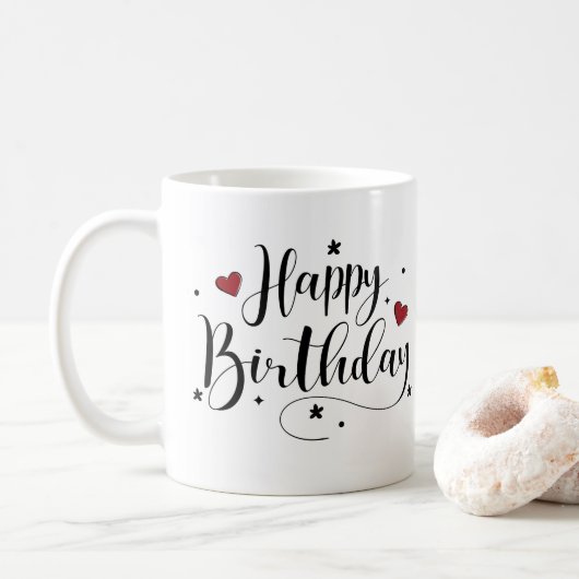 Happy Birthday Script Custom Name Coffee Mok (Met donut)