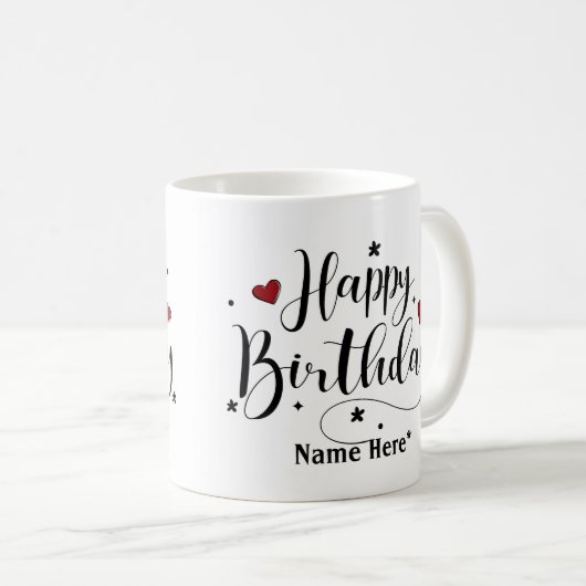 Happy Birthday Script Custom Name Coffee Mok (Voorkant rechts)