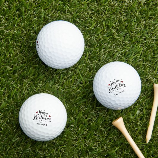 Happy Birthday Script Custom Name Golf Balls Golfballen (Insitu Gras)