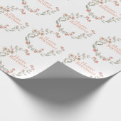 Happy Birthday Script Floral Wreate  Cadeaupapier (Hoek)