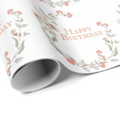 Happy Birthday Script Floral Wreate  Cadeaupapier (Rol Hoek)