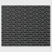 Happy Birthday Script Font Pattern Black and White Cadeaupapier (Vlak)