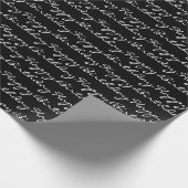 Happy Birthday Script Font Pattern Black and White Cadeaupapier (Hoek)