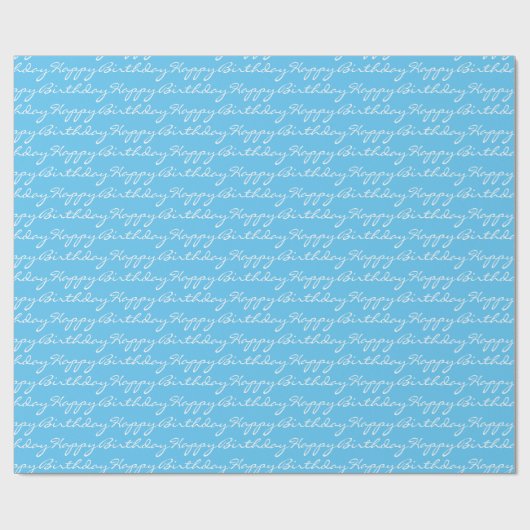 Happy Birthday Script Font Pattern Light Blue scha Cadeaupapier (Vlak)