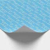 Happy Birthday Script Font Pattern Light Blue scha Cadeaupapier (Hoek)