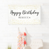 Happy Birthday Script Gold Faux Folie Confetti Naa Spandoek (Insitu)