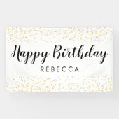 Happy Birthday Script Gold Faux Folie Confetti Naa Spandoek (Horizontaal)