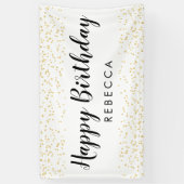 Happy Birthday Script Gold Faux Folie Confetti Naa Spandoek (Verticaal)
