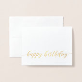 Happy Birthday Script Gold Foil Wenskaart Folie Kaarten (Voorkant met envelop)