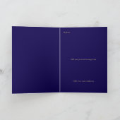 Happy Birthday Script Name Blue Gold Kaart (Binnen)